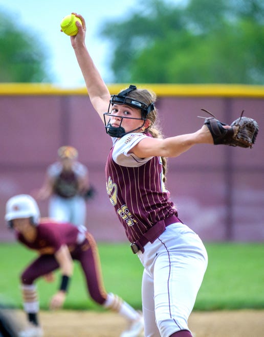 Dunlap's Sutton Centoni throws against East Peoria during their Mid-Illini Conference softball game Thursday, May 2, 2024 at Dunlap High School. The game was rained out in the sixth inning with the score tied at two apiece.